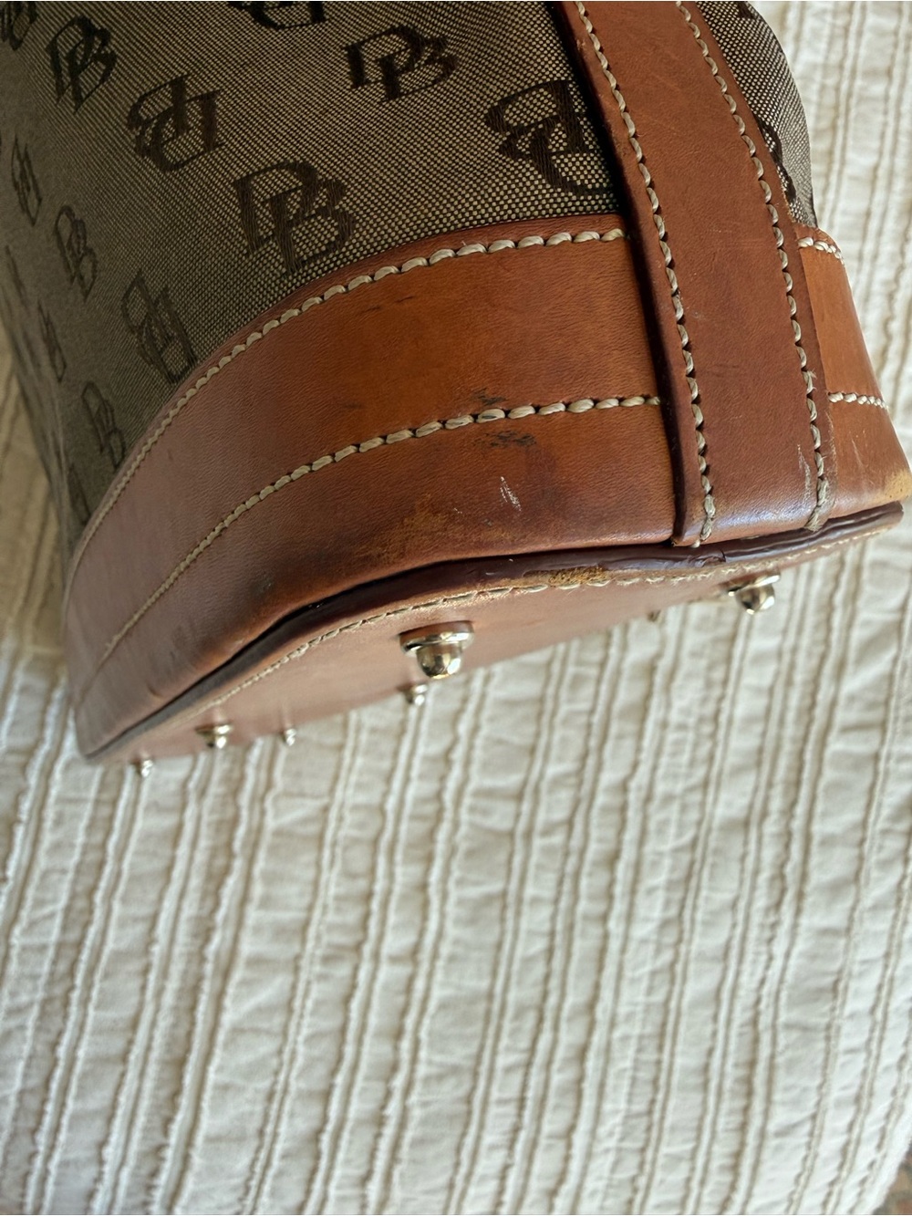 Vintage Dooney & Bourke monogram canvas tote bag leather classic - Picture 6 of 12